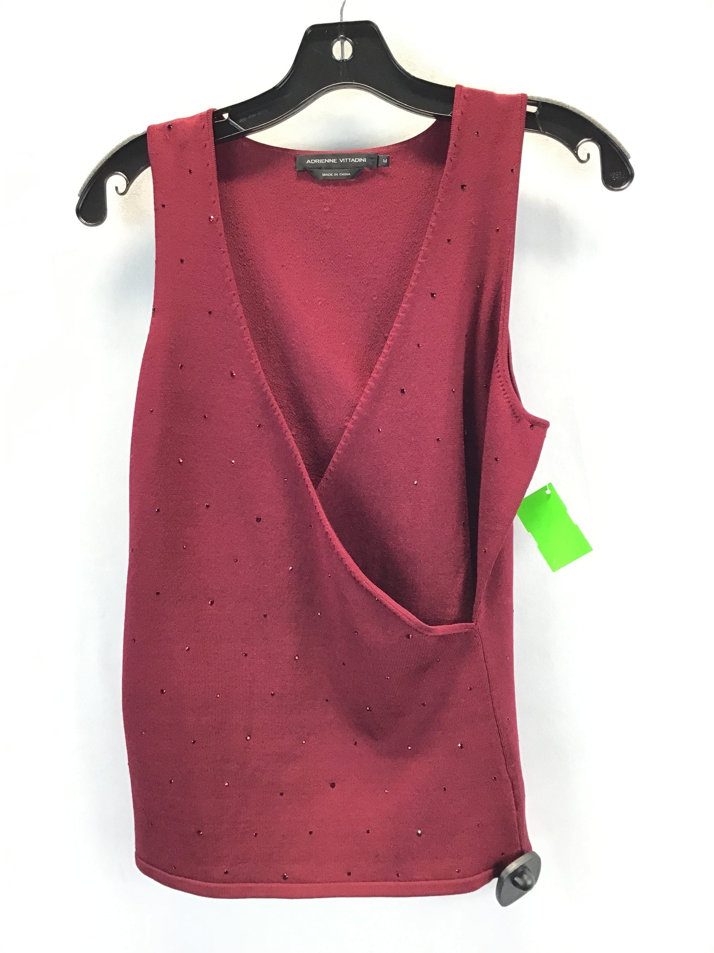 Top Sleeveless By Adrienne Vittadini In Red, Size: M