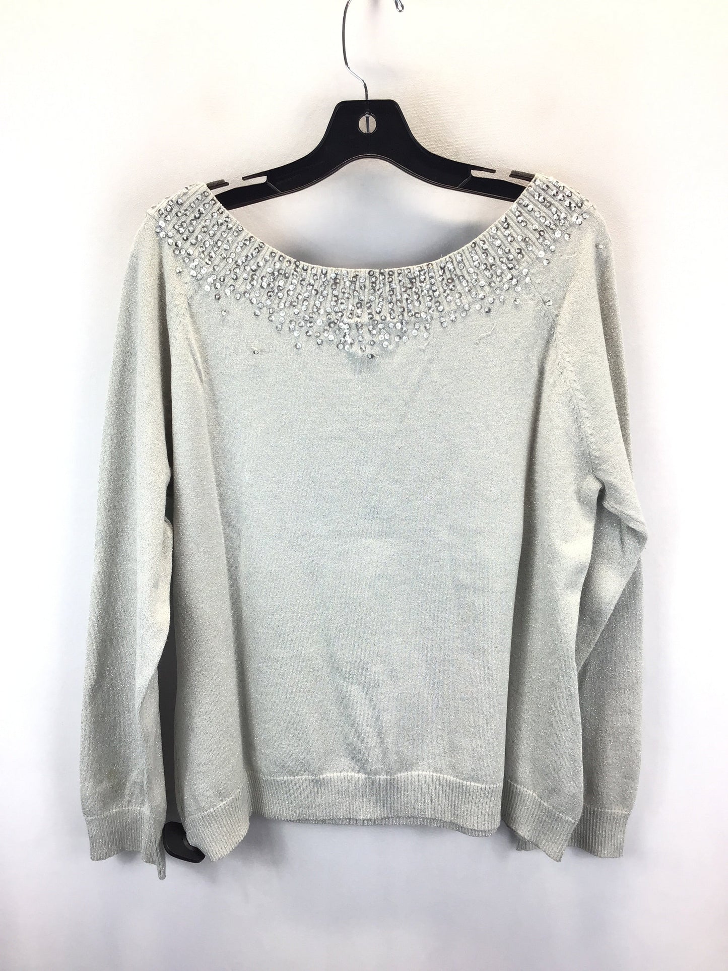 Sweater By Chicos In Silver, Size: 3