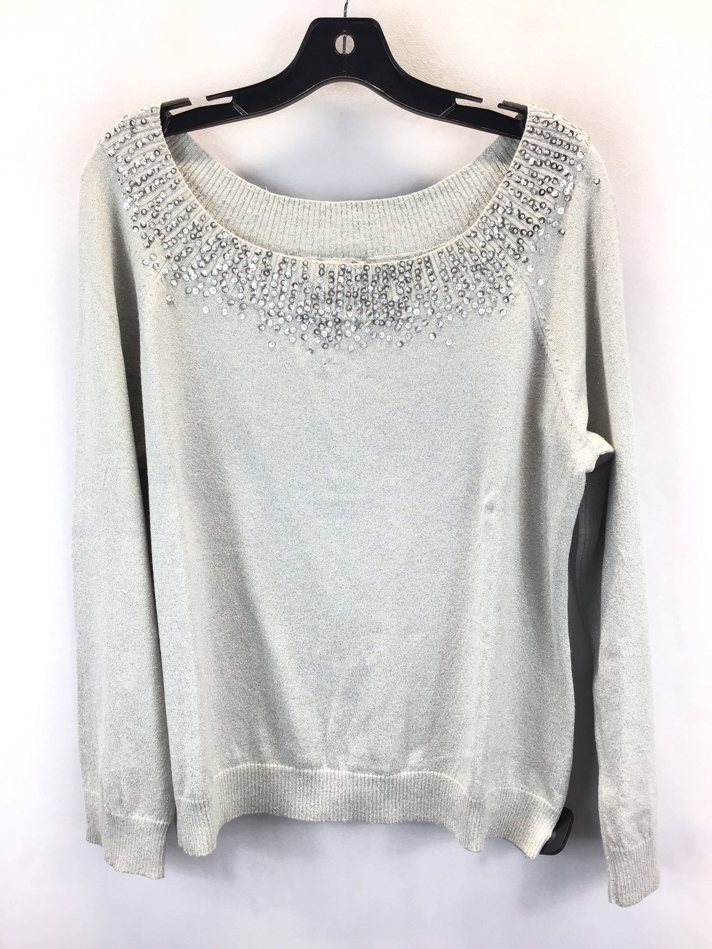 Sweater By Chicos In Silver, Size: 3