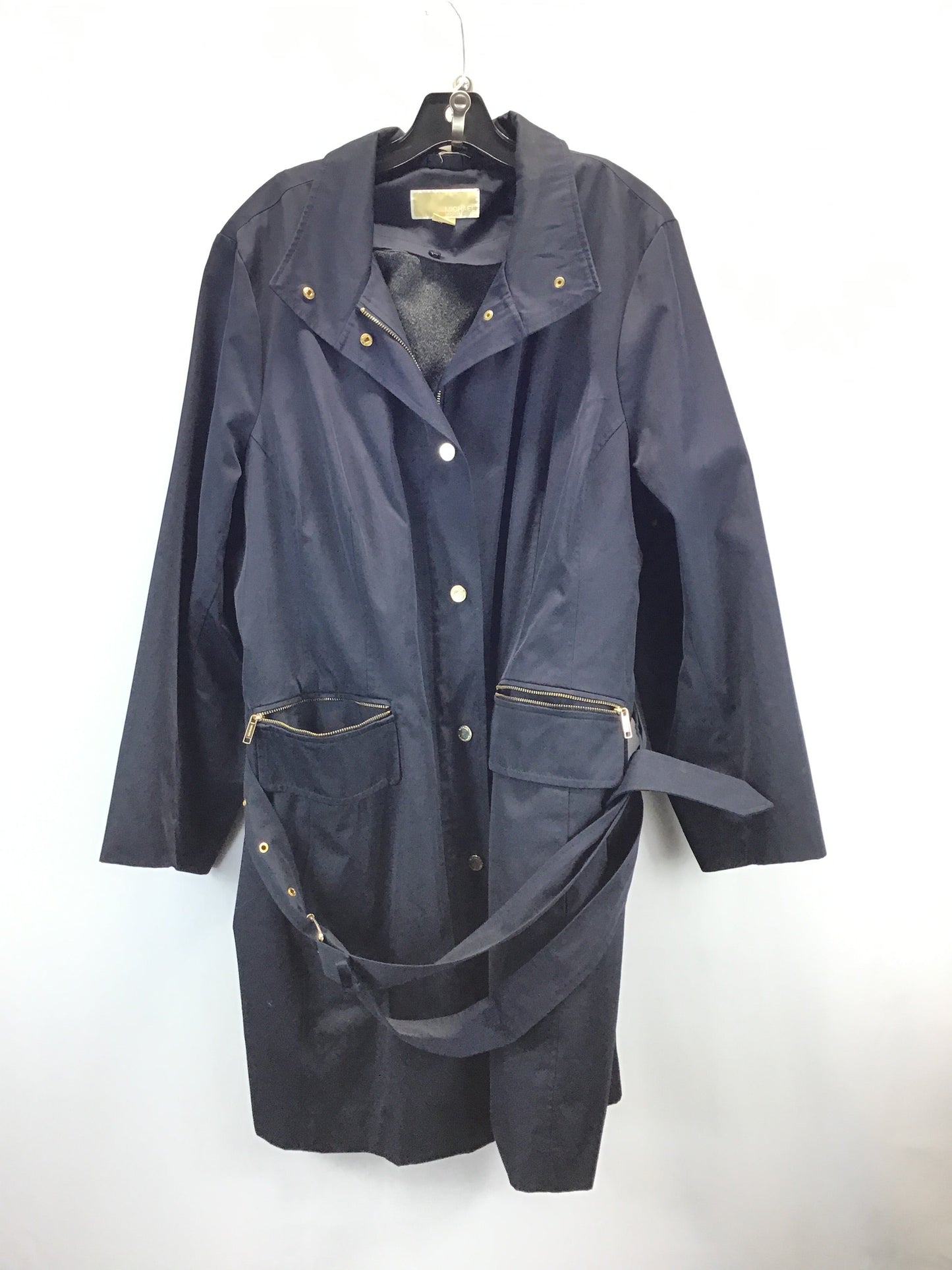 Coat Trench Coat By Michael Kors In Blue, Size: 1x