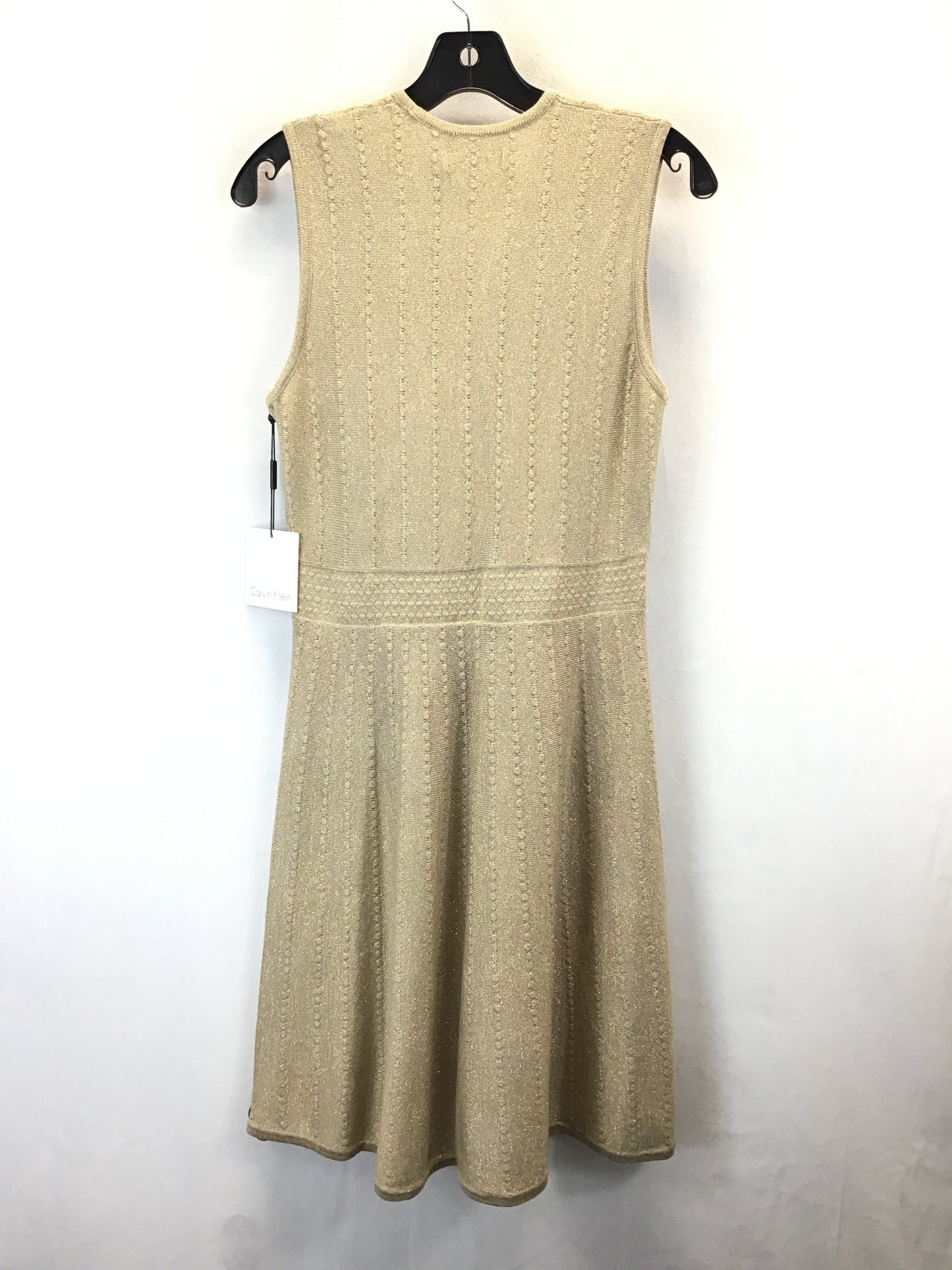 Dress Casual Midi By Calvin Klein In Gold, Size: M