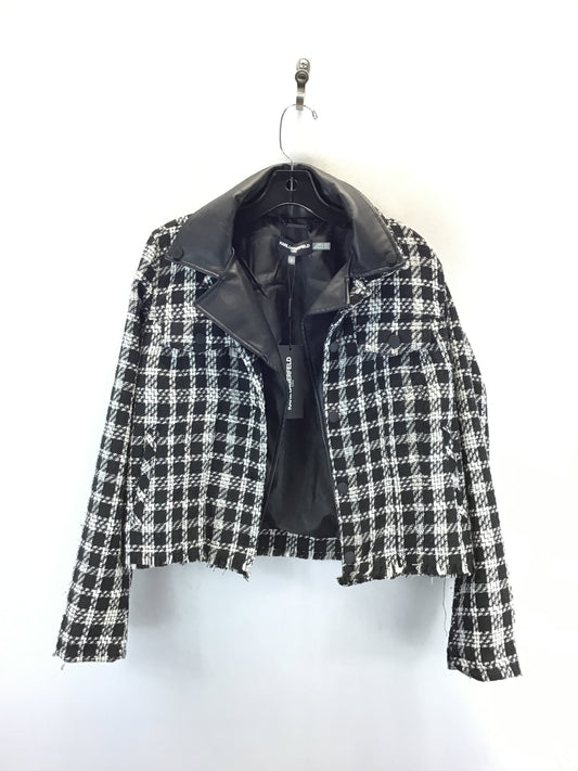 Blazer Designer By Karl Lagerfeld In Black & White, Size: S