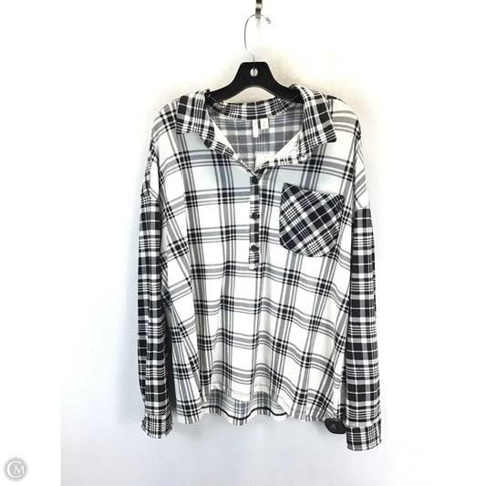 Top Long Sleeve By Cato In Black & White, Size: Xl