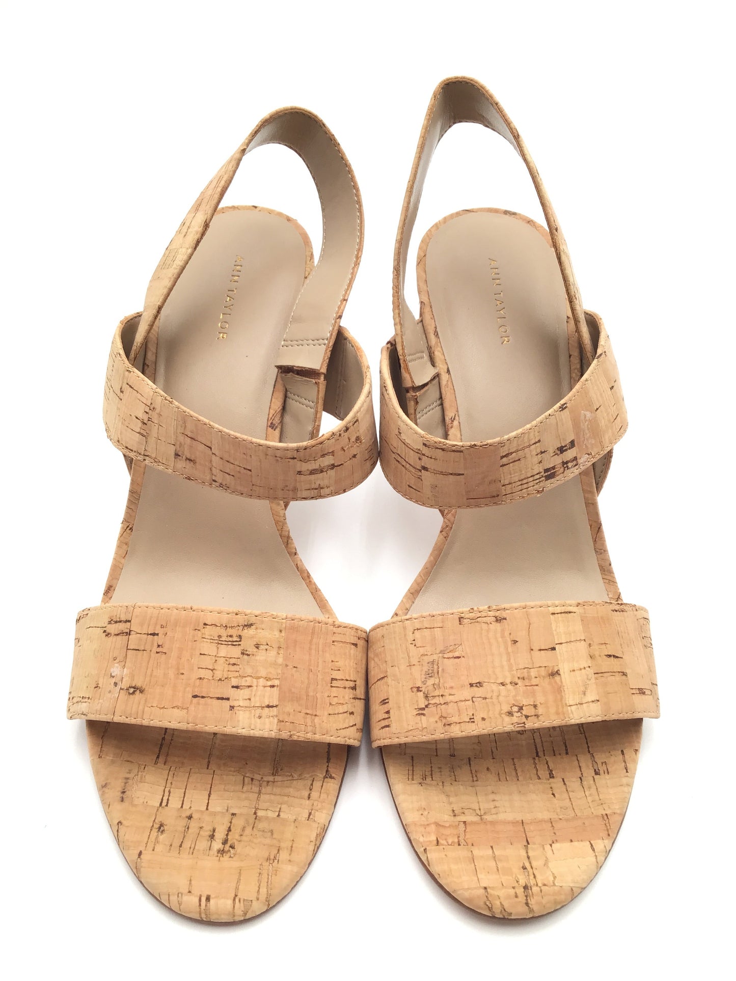 Tan Sandals Heels Block Ann Taylor, Size 10