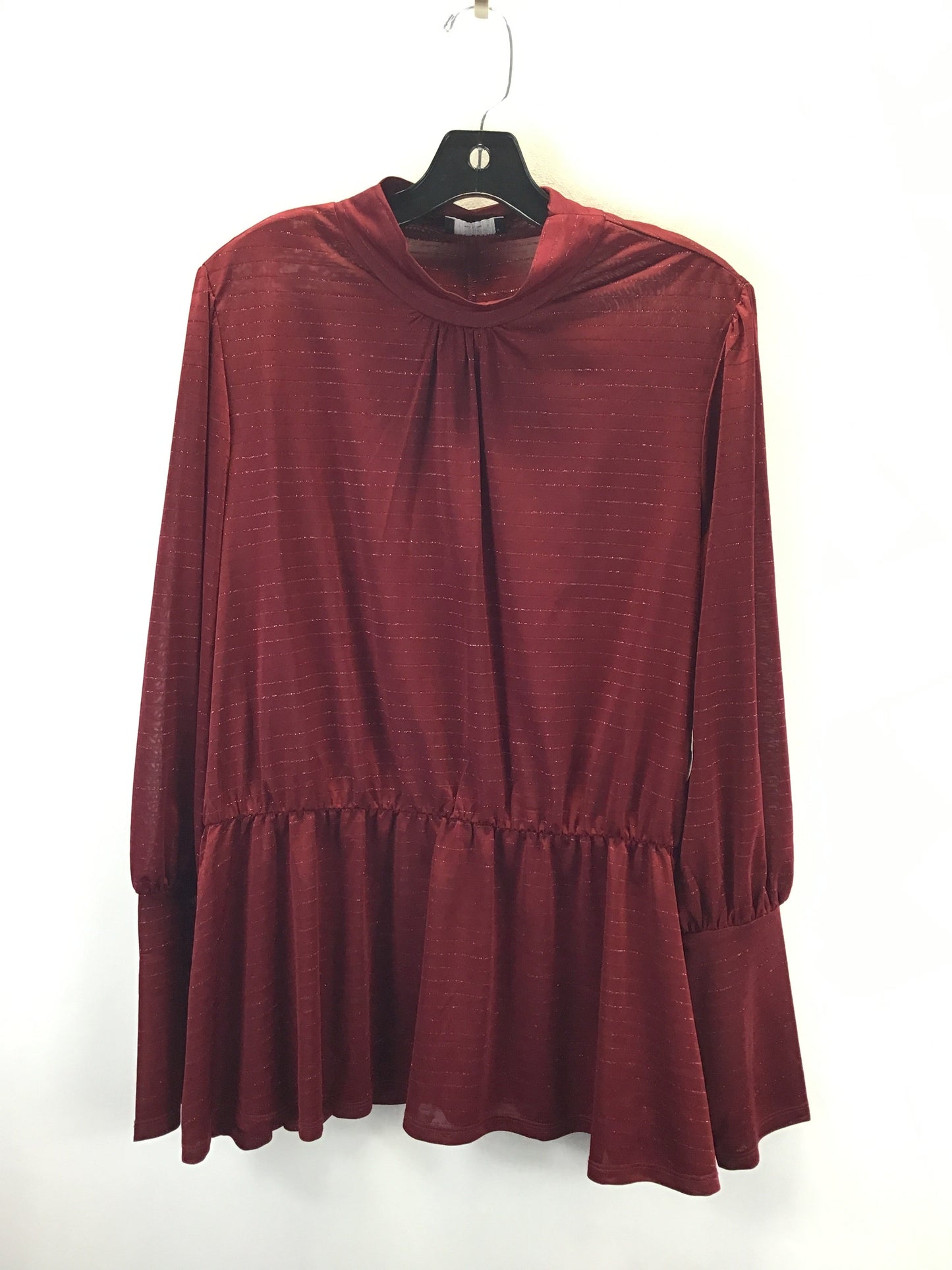 Blouse Long Sleeve By Lane Bryant In Red, Size: 22womens