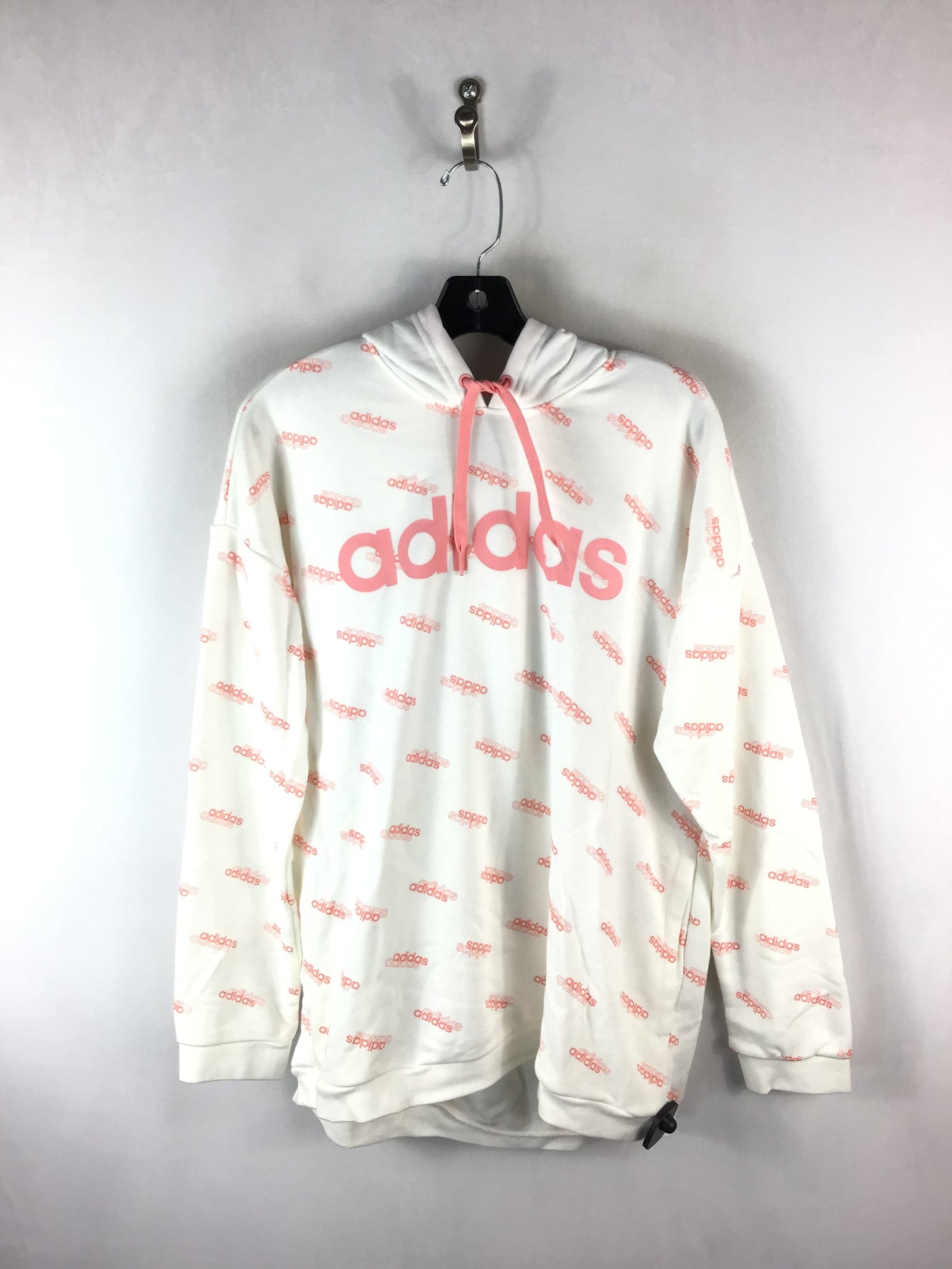 Sweatshirt Hoodie By Adidas In Pink & White, Size: L