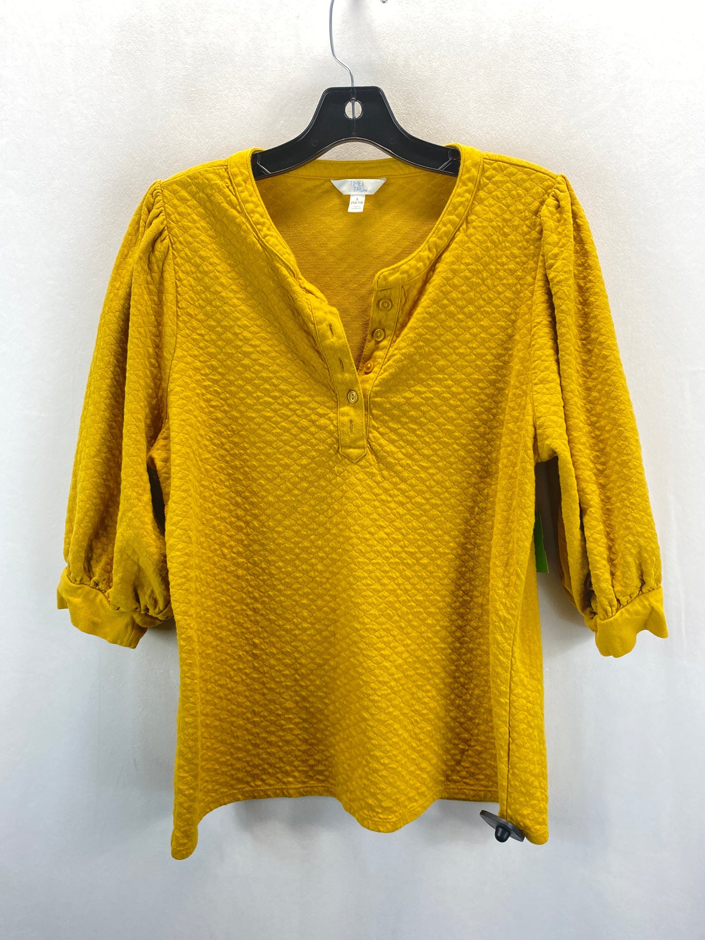 Yellow Top 3/4 Sleeve Time And Tru, Size L