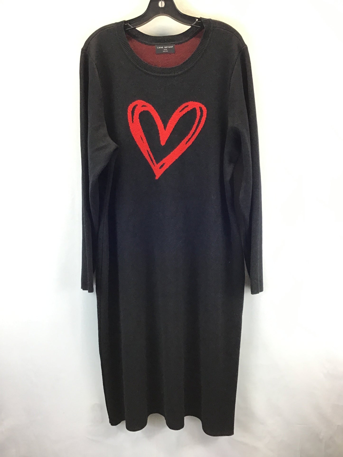 Dress Sweater By Lane Bryant In Black & Red, Size: 18