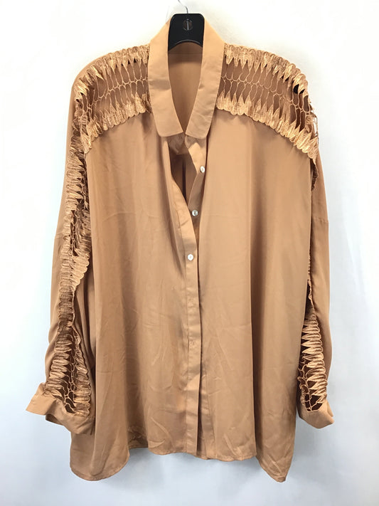 Top 3/4 Sleeve By Clothes Mentor In Beige, Size: 3x