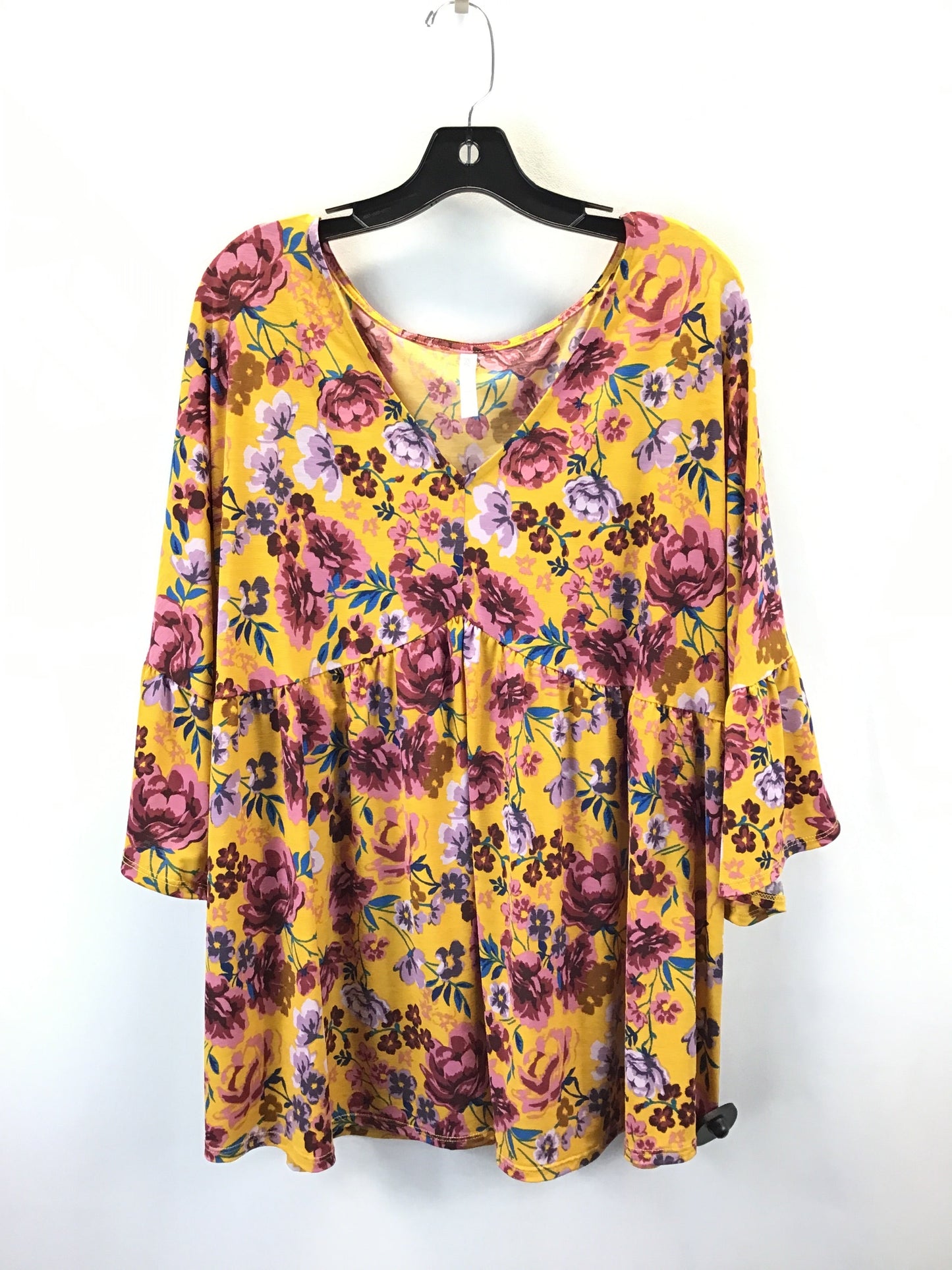 Top 3/4 Sleeve By Clothes Mentor In Yellow, Size: 2x