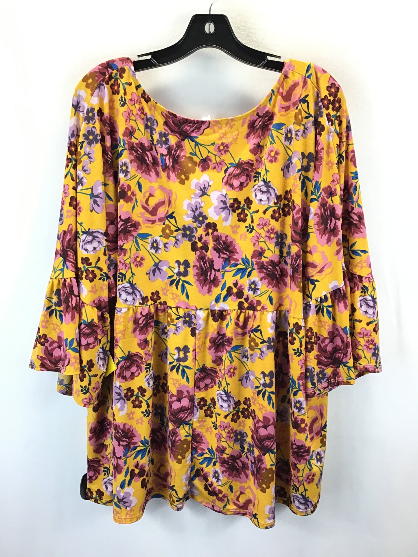 Top 3/4 Sleeve By Clothes Mentor In Yellow, Size: 2x