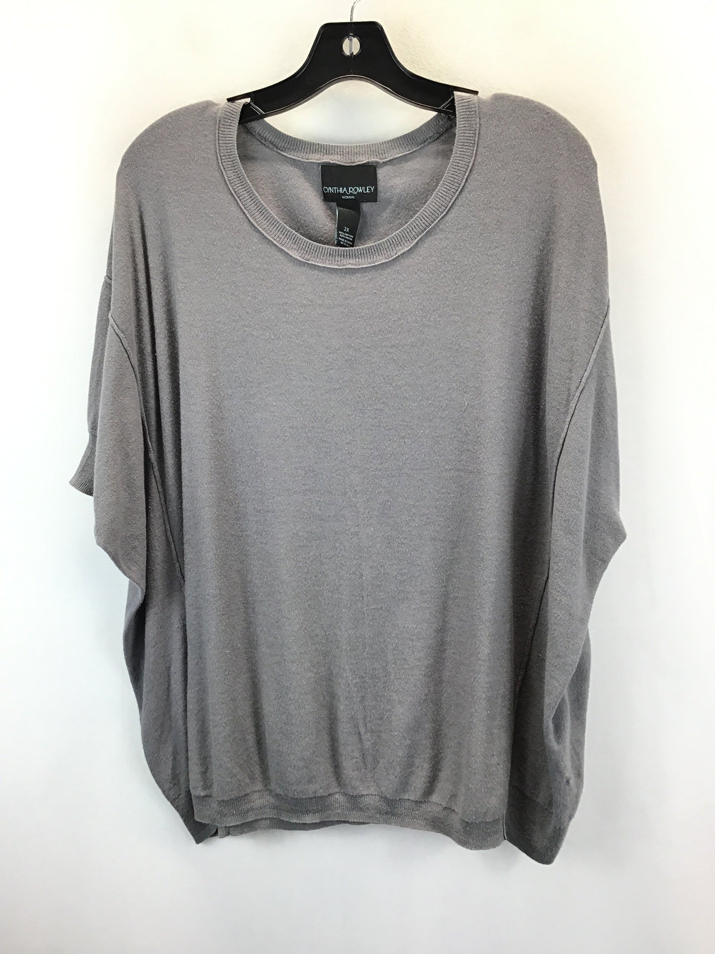 Grey Top Short Sleeve Cynthia Rowley, Size 2x