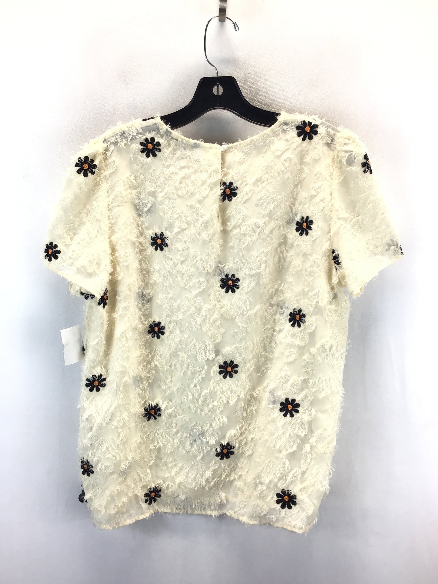 Top Short Sleeve By Shein In Cream & Orange, Size: L