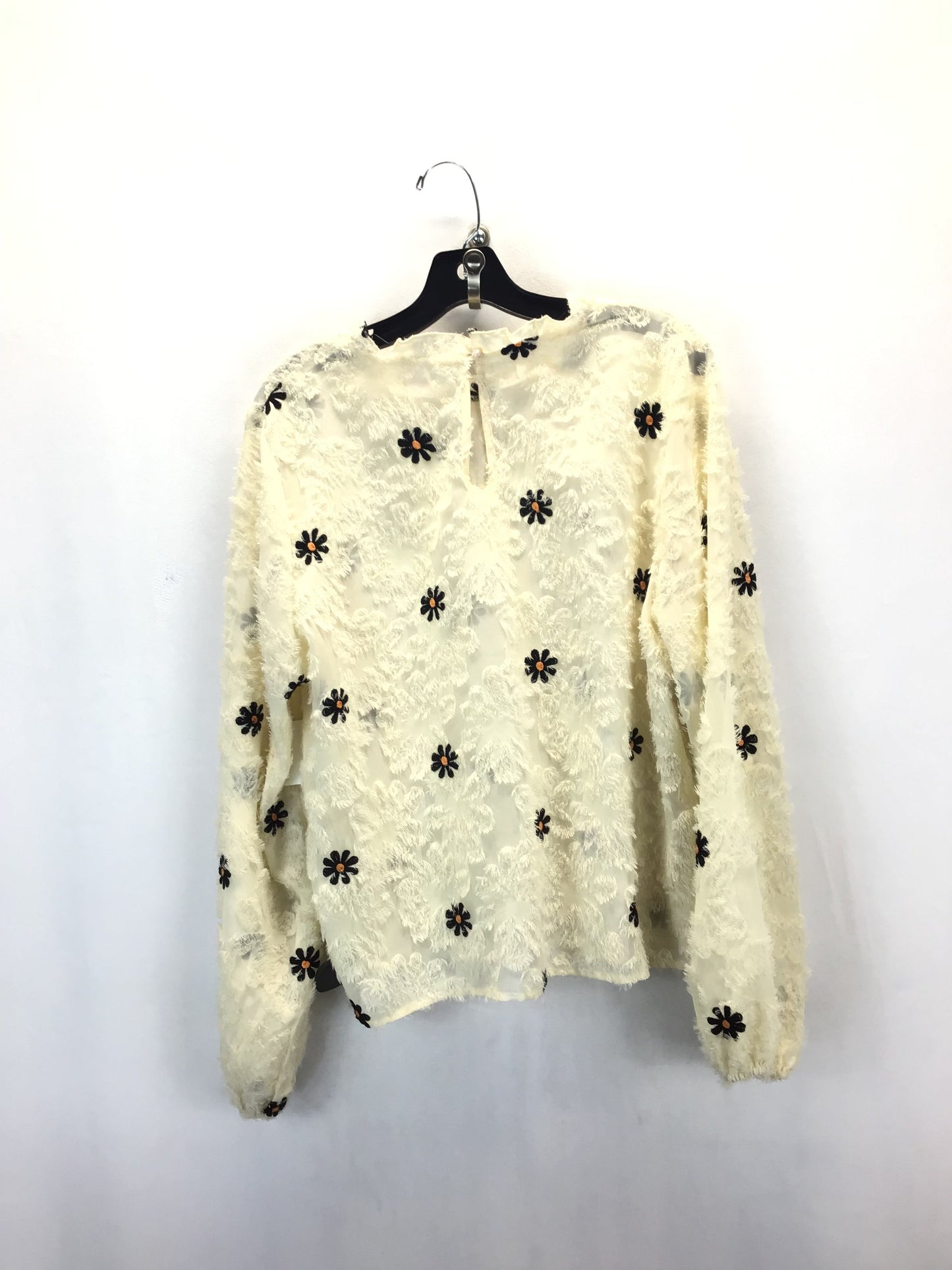 Top Long Sleeve By Shein In Cream & Orange, Size: Xl