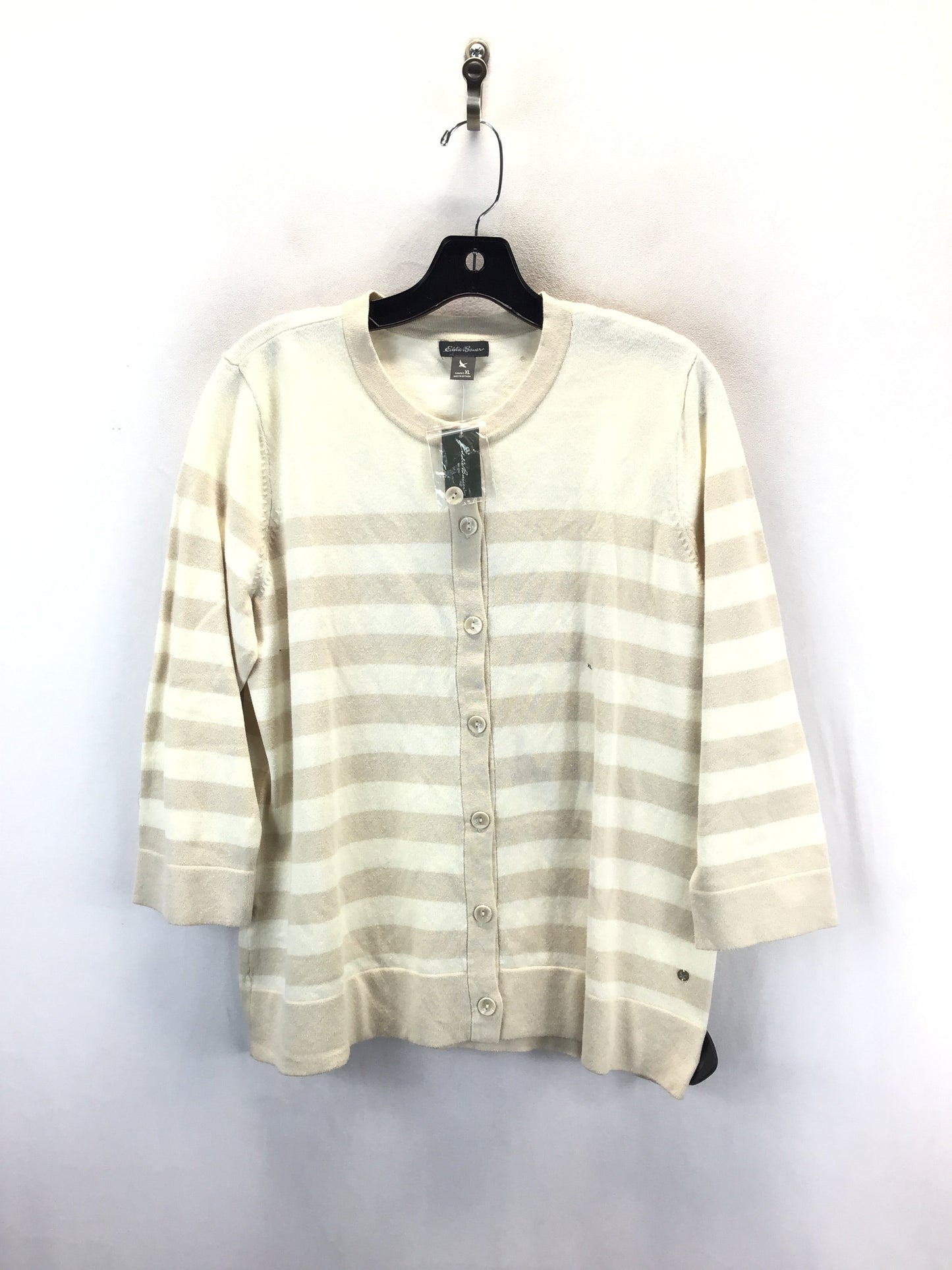 Sweater Cardigan By Eddie Bauer In Cream, Size: Xl