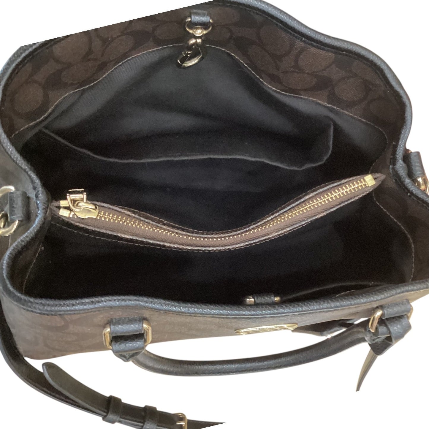 Handbag Designer By Coach In Black & Brown, Size:Medium