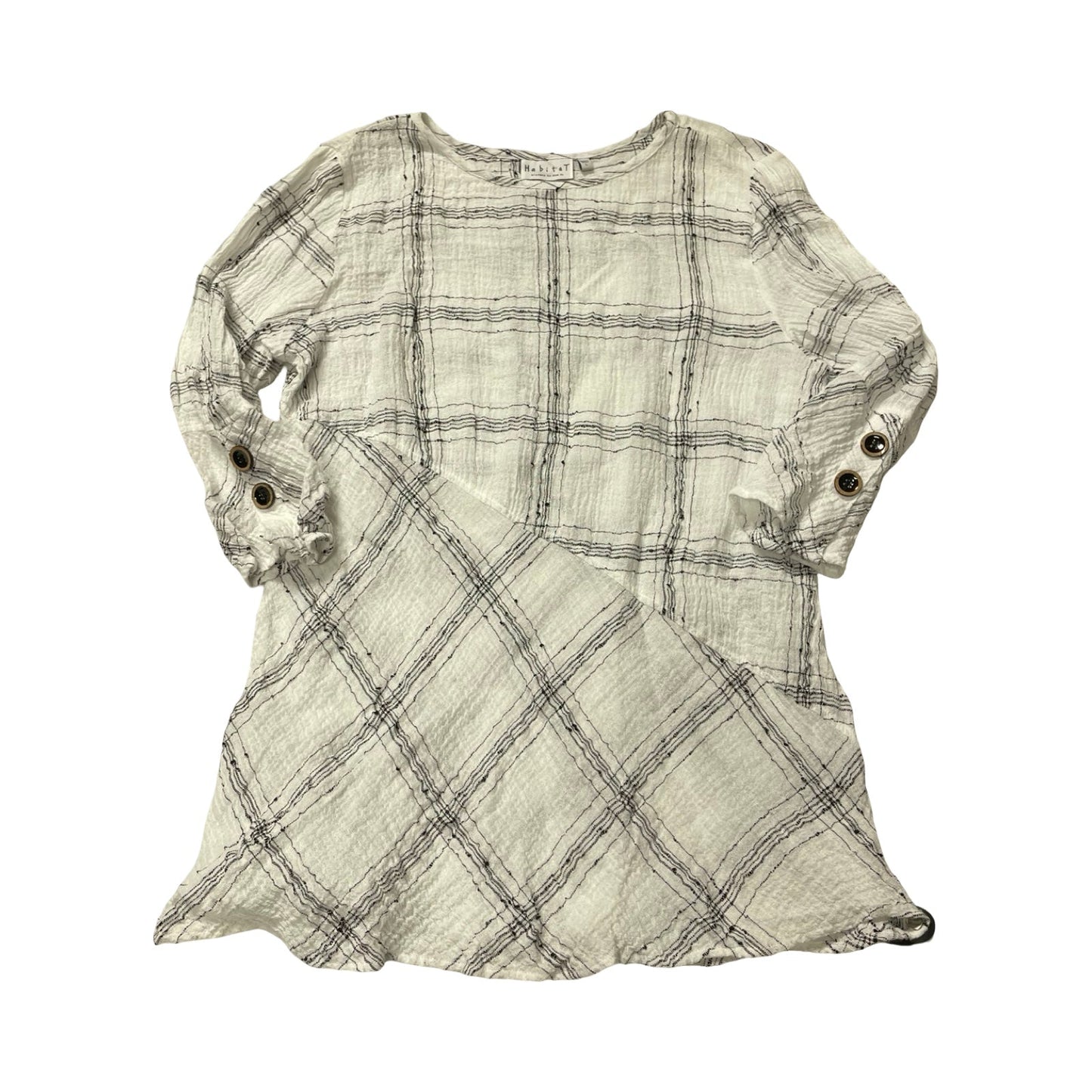 Top 3/4 Sleeve By Habitat In Black & White, Size:L