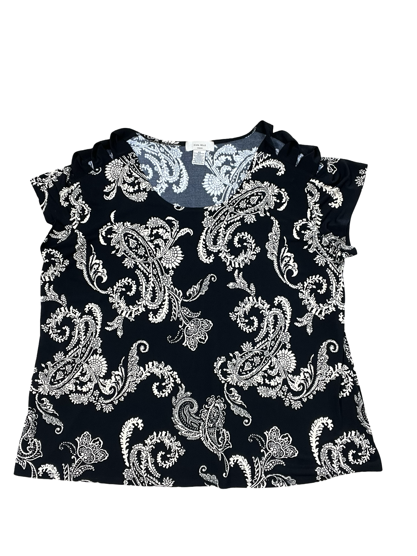 Top Ss By Clothes Mentor In Black & Gold, Size:2X