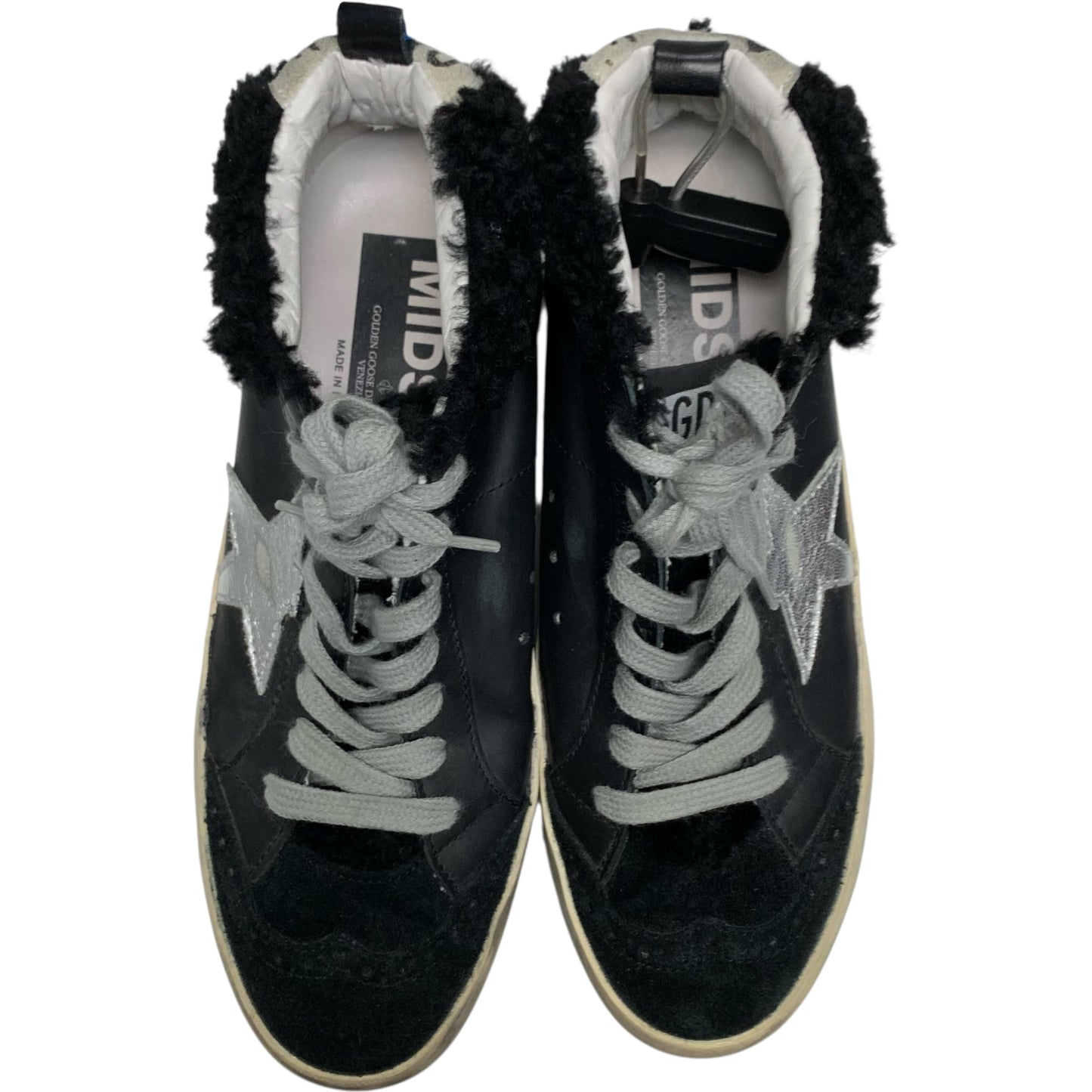 Shoes Luxury Designer By Golden Goose In Black & Silver, Size: 7.5