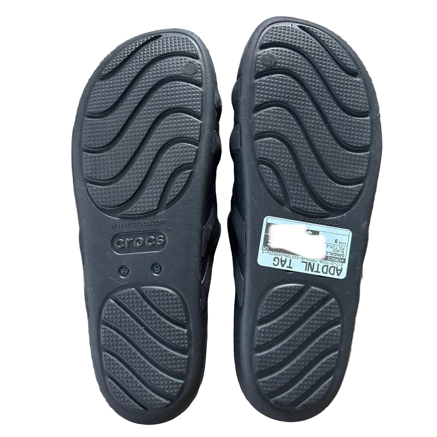 Sandals Flats By Crocs In Black, Size: 9