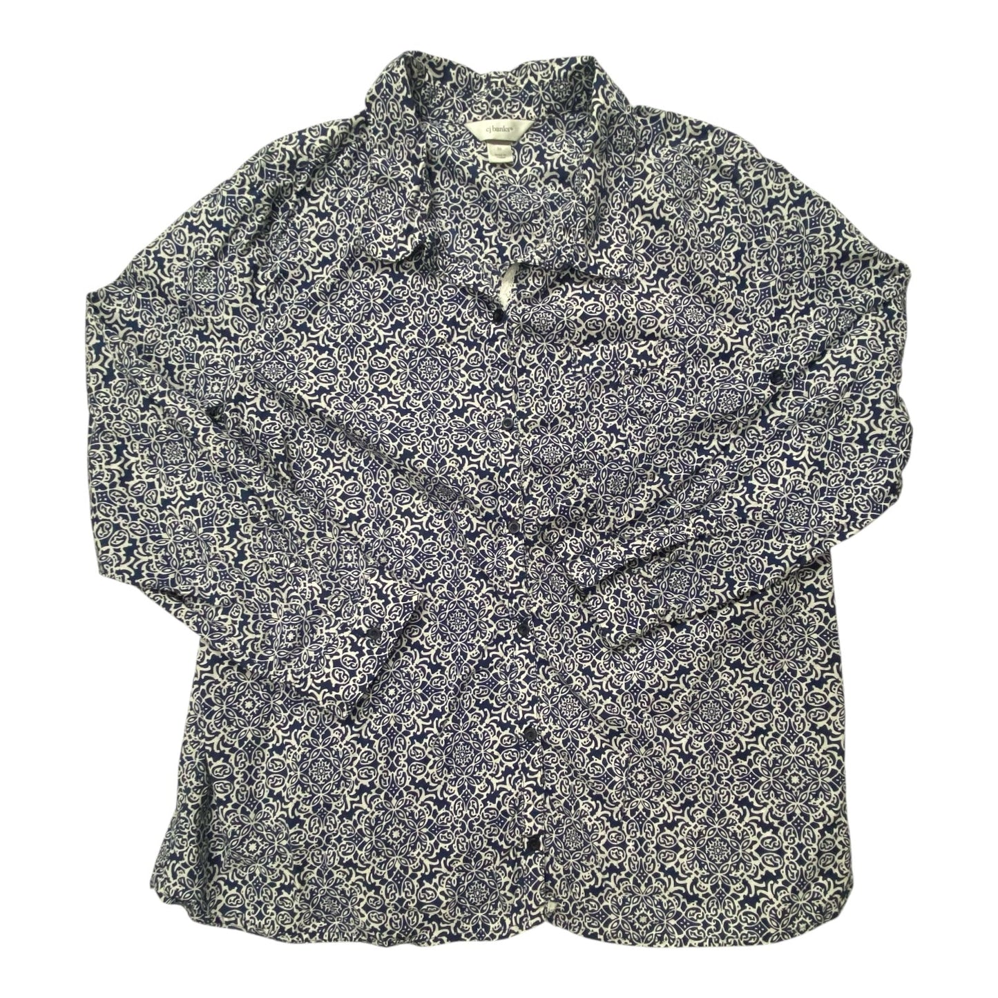 Top Ls By Cj Banks In Blue & White, Size:3X