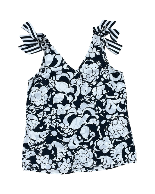 Top Sleeveless By Cabi In Blue & White, Size:M