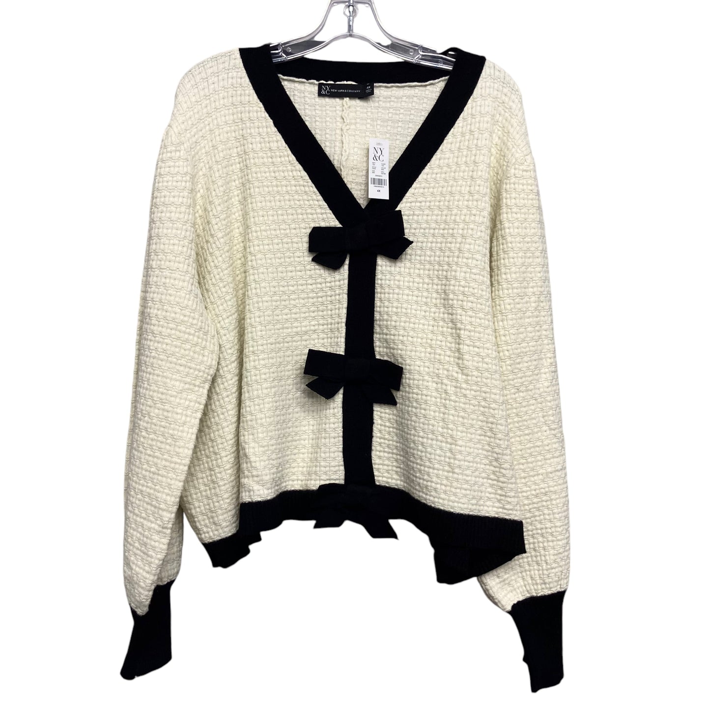 Sweater Cardigan By New York And Co In Black & Cream, Size:4X