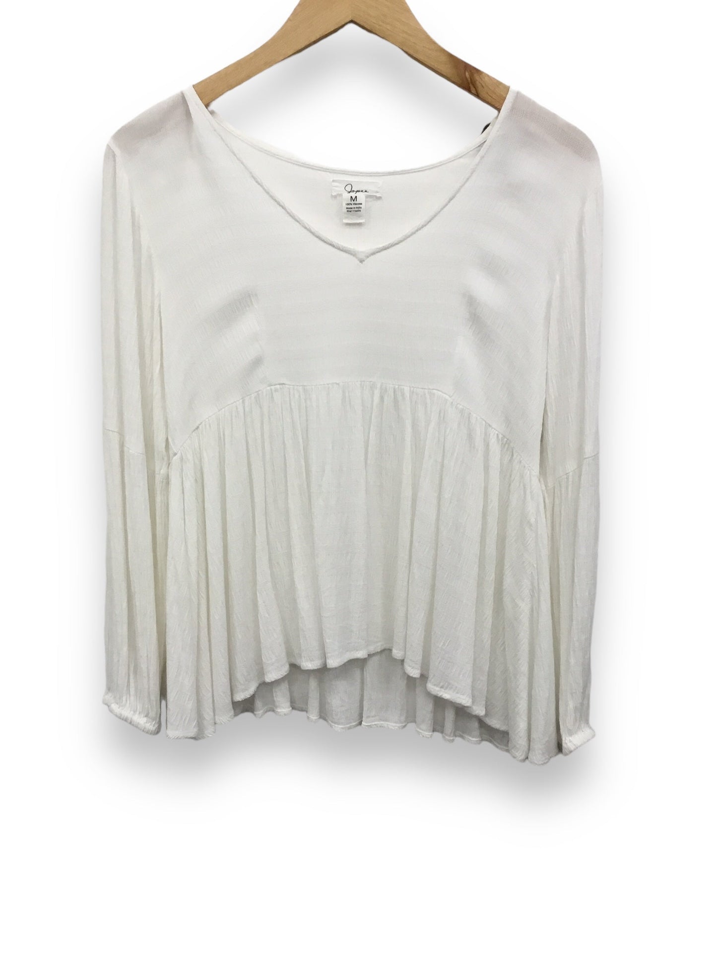 Top Long Sleeve By Japna In White, Size: M