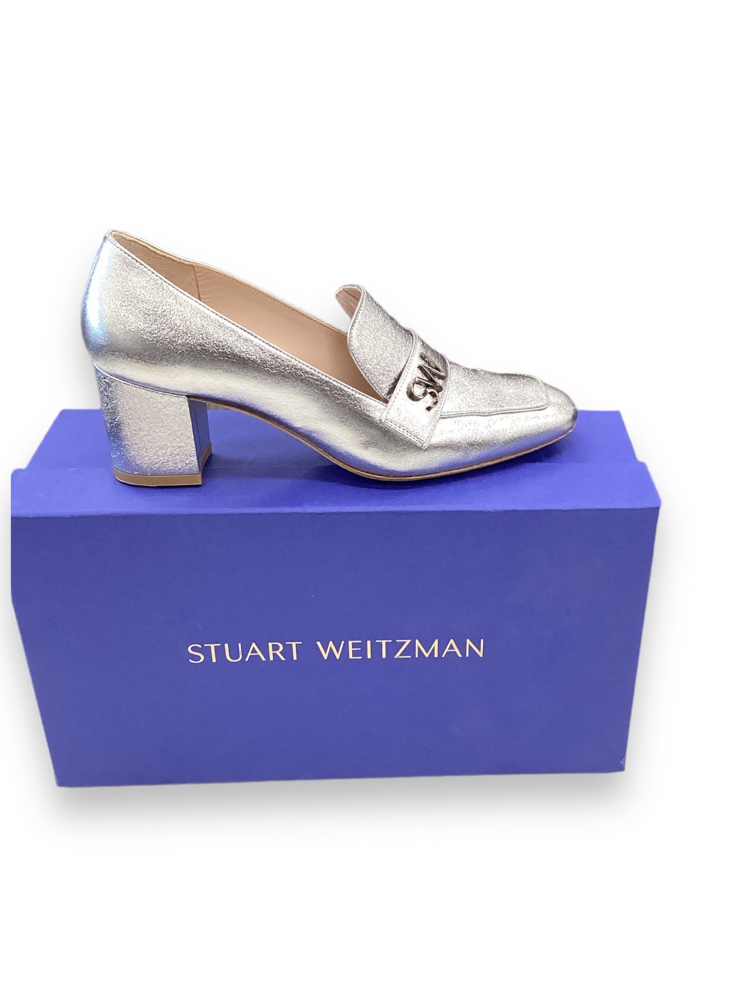 Silver Shoes Designer Stuart Weitzman, Size 6.5