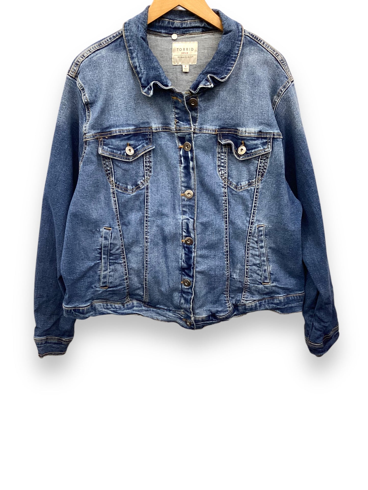 Jacket Denim By Torrid In Blue, Size: 4x