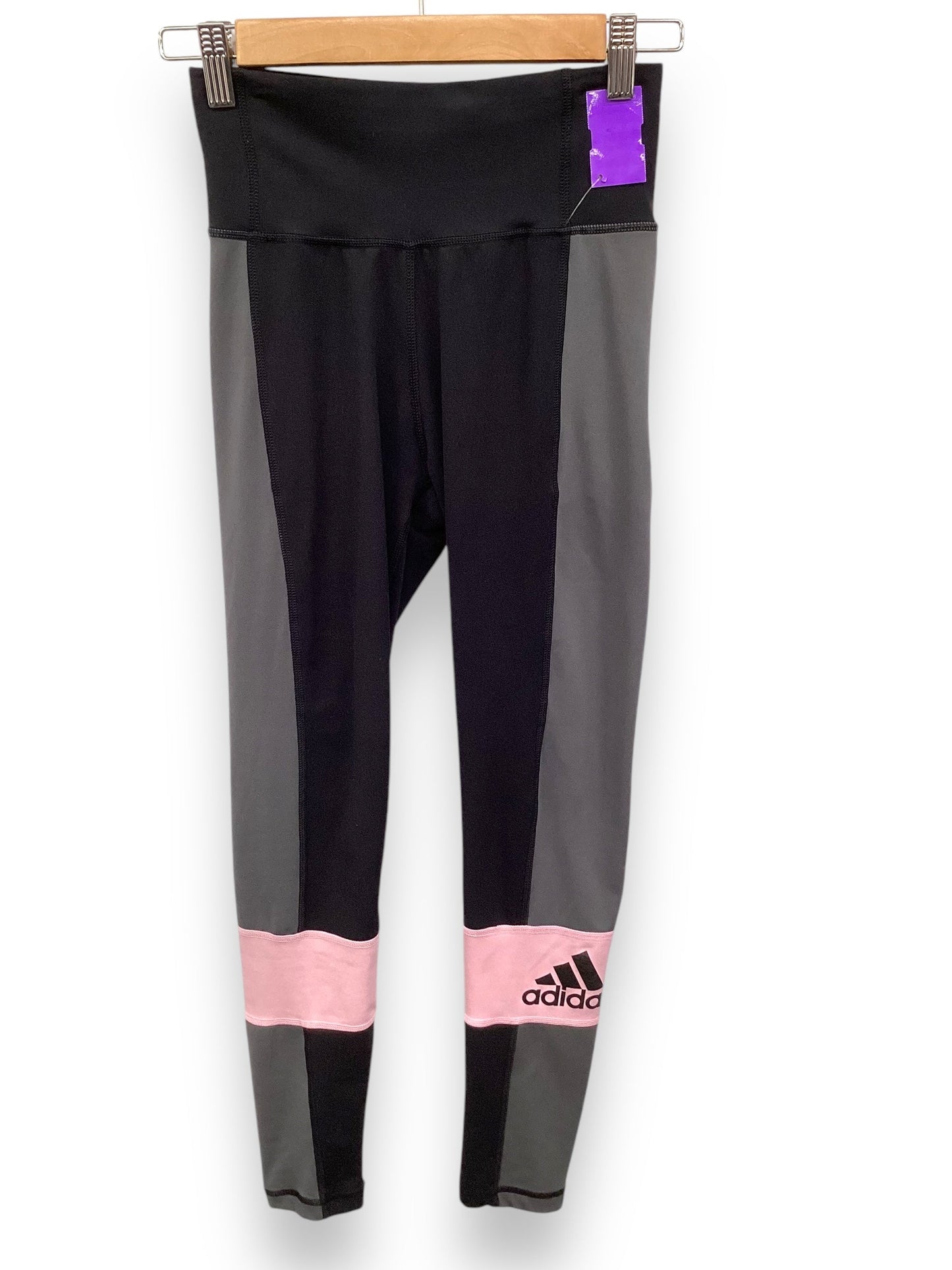 Athletic Leggings By Adidas In Black & Grey, Size: Xs