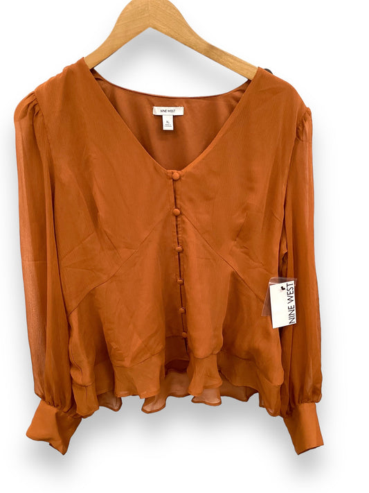 Top Long Sleeve By Nine West In Orange, Size: Xl