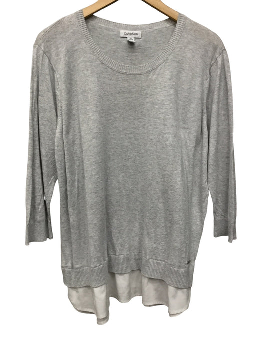 Sweater By Calvin Klein In Grey, Size: Xl