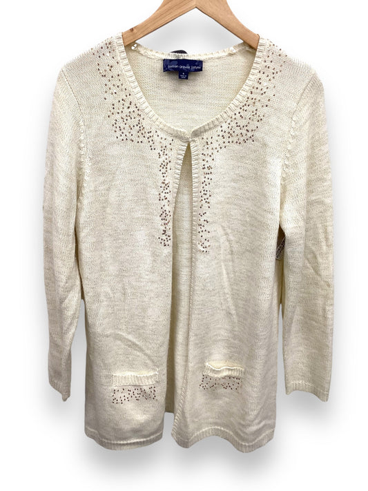 Sweater Cardigan By Susan Graver In Cream, Size: S