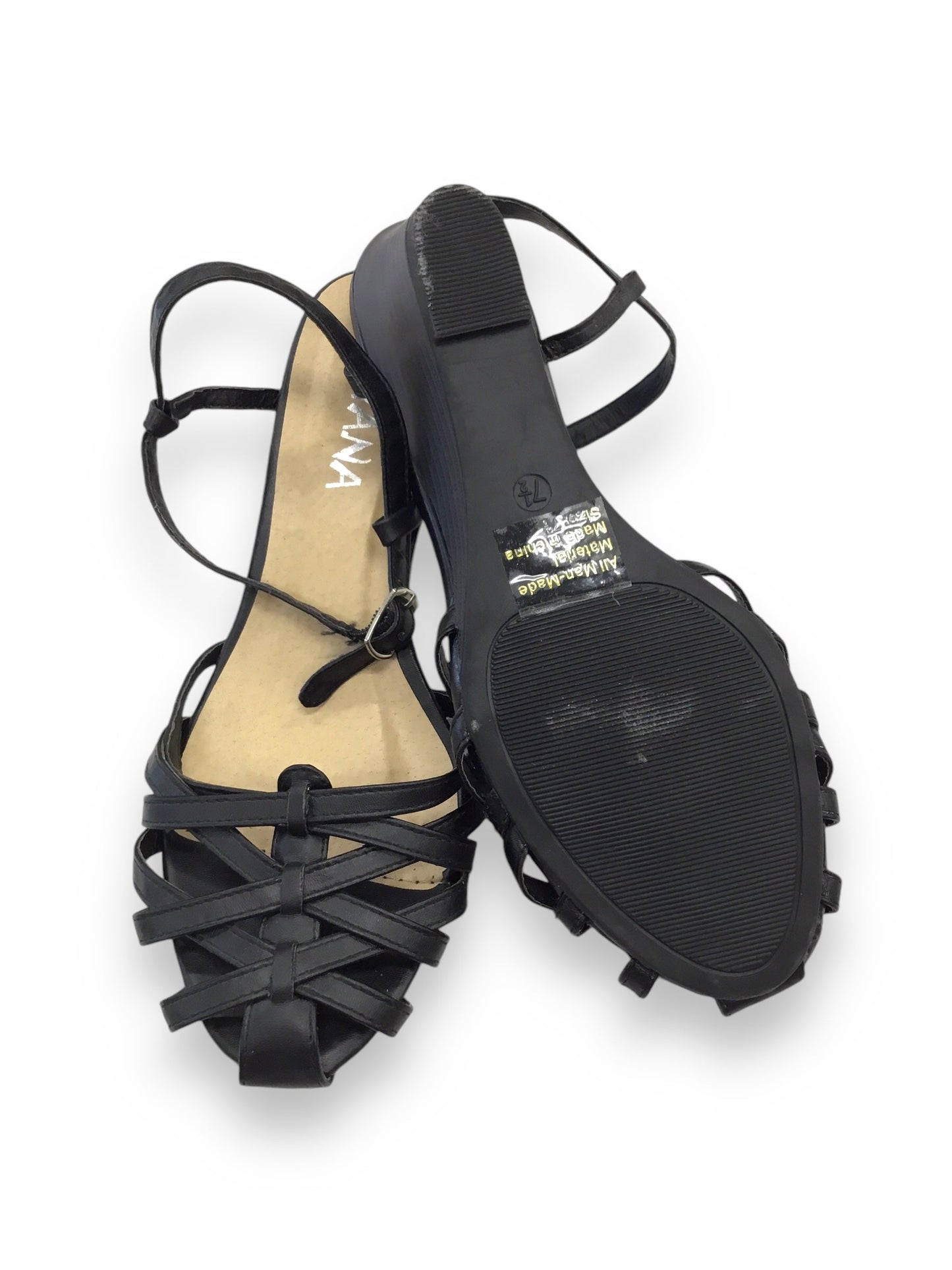 Sandals Heels Block By Clothes Mentor In Black, Size: 7.5