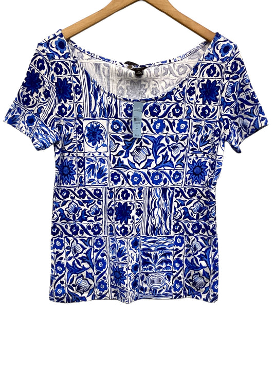 Top Short Sleeve By Ann Taylor In Blue, Size: Petite  M