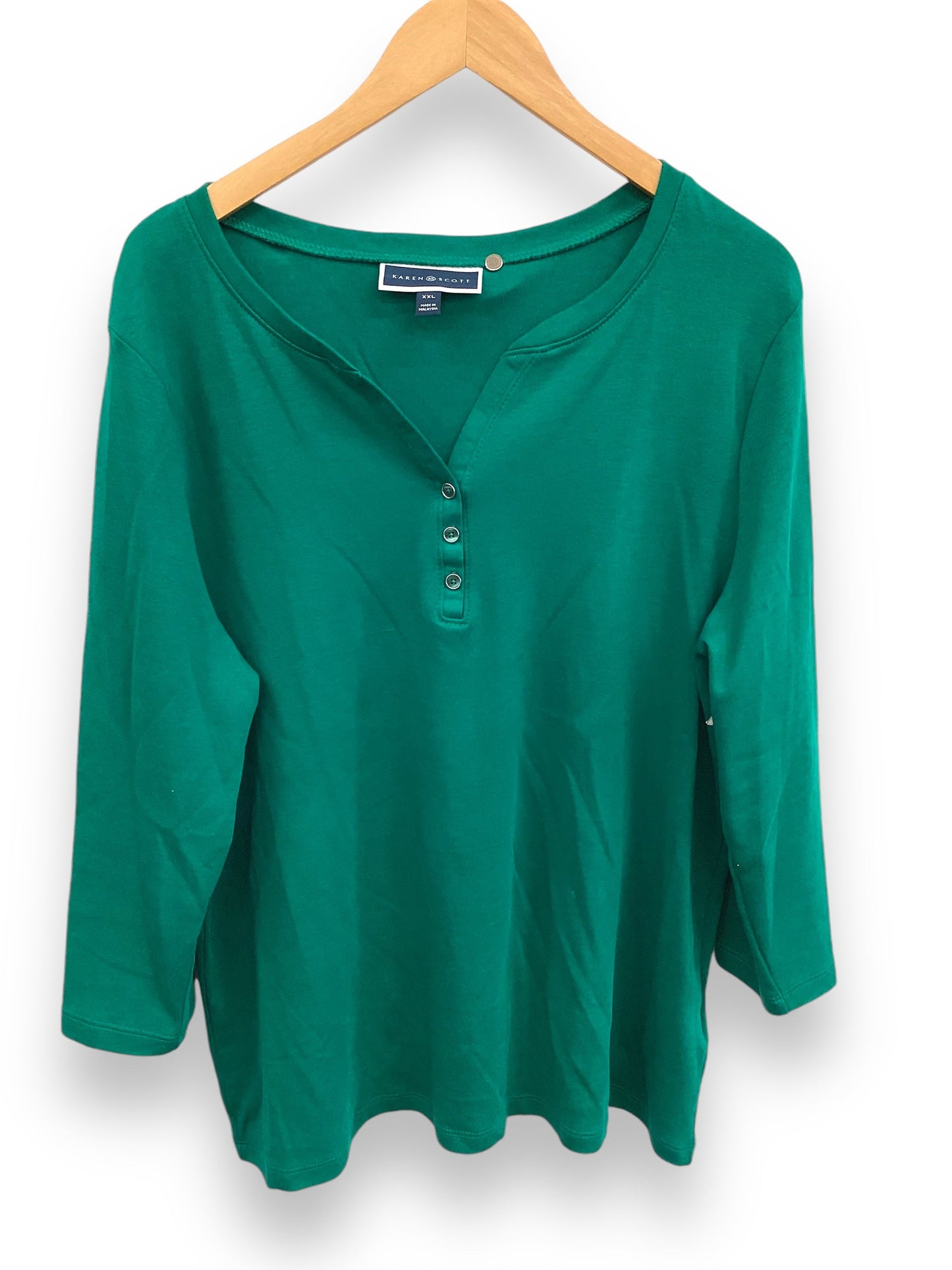 Top Long Sleeve By Karen Scott In Green, Size: Xxl