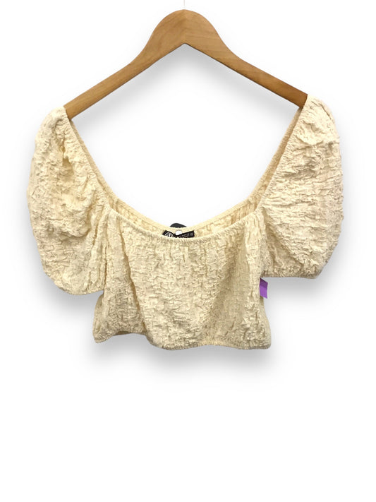 Top Short Sleeve By Zara In Tan, Size: M