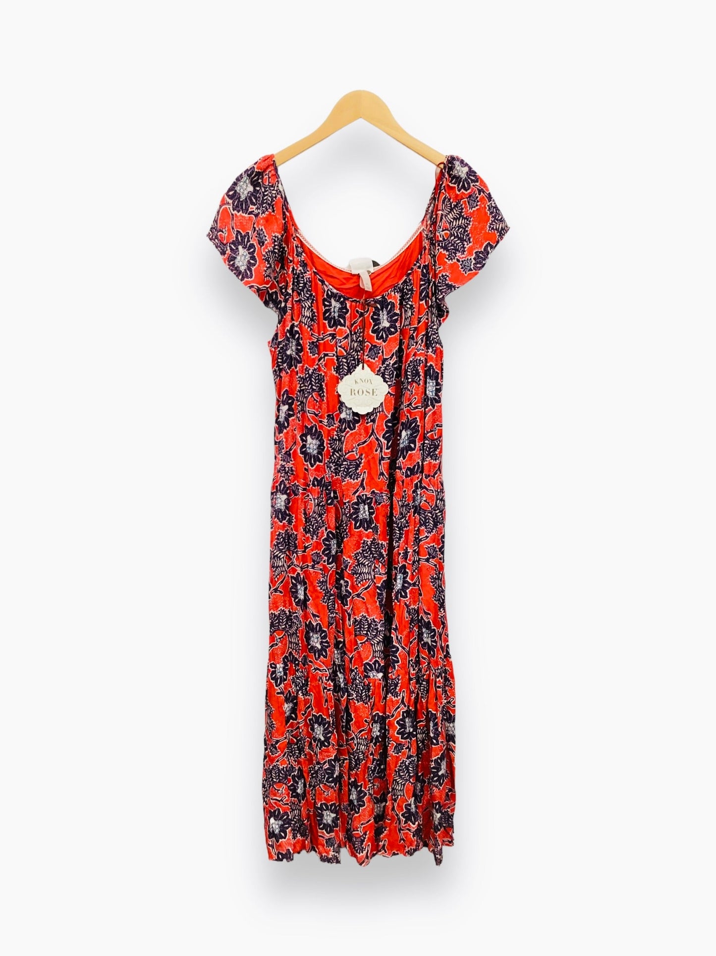 NWT Blue & Red & White Dress Casual Maxi Knox Rose, Size Xl