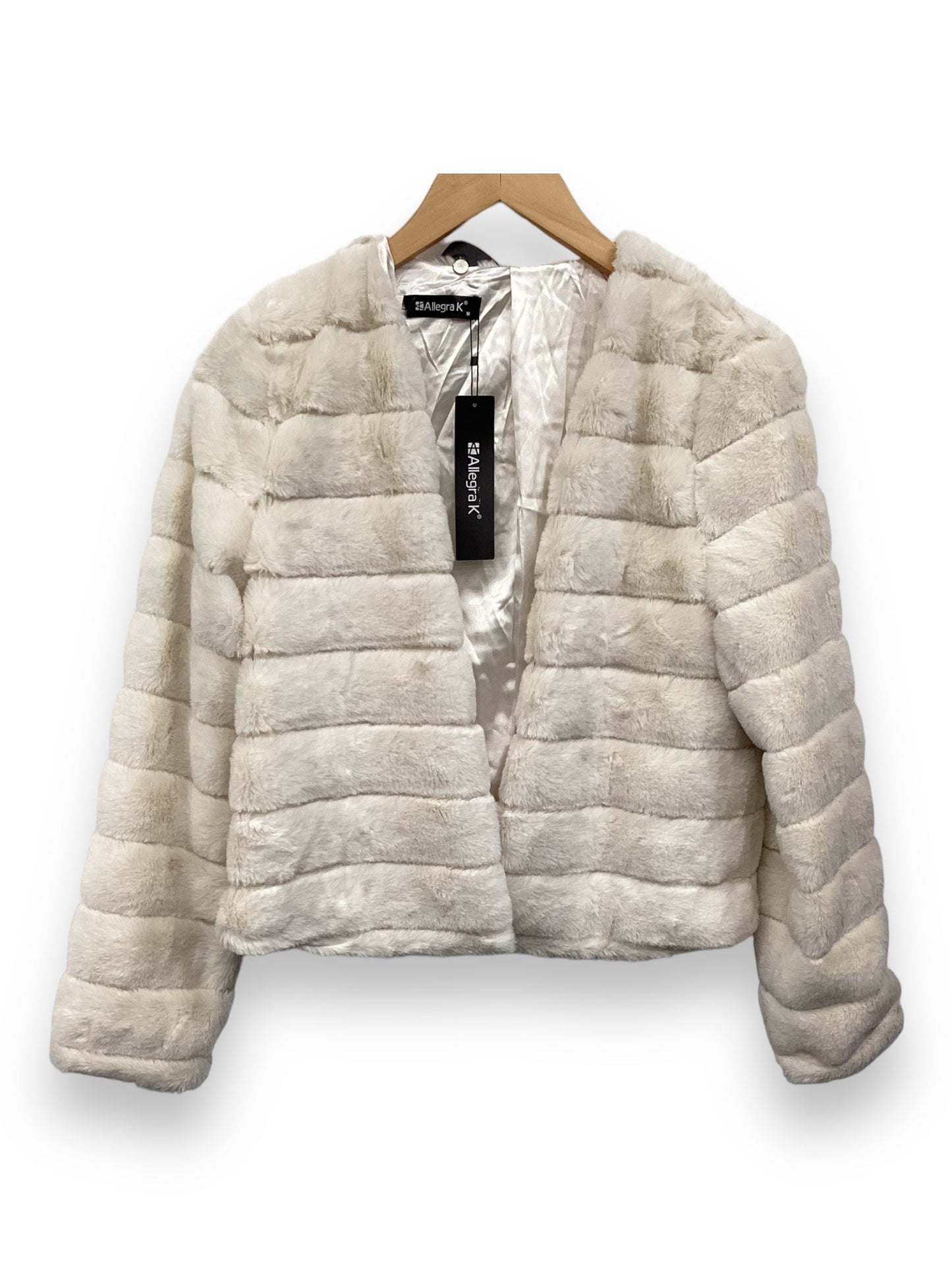 White Jacket Faux Fur & Sherpa Allegra K, Size M