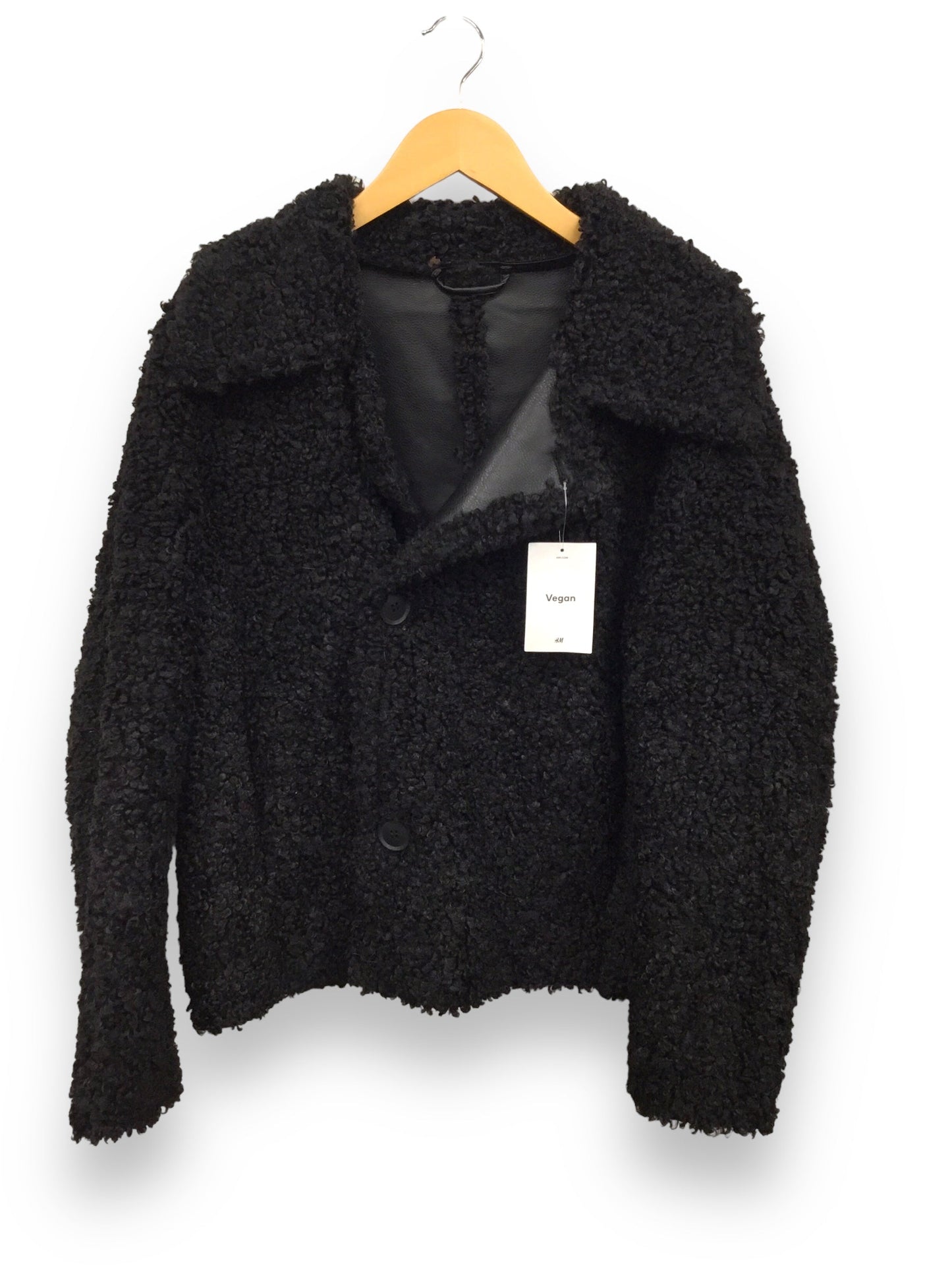 Black Jacket Faux Fur & Sherpa H&m, Size S