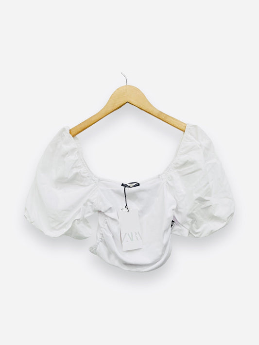 NWT White Top Short Sleeve Zara, Size S