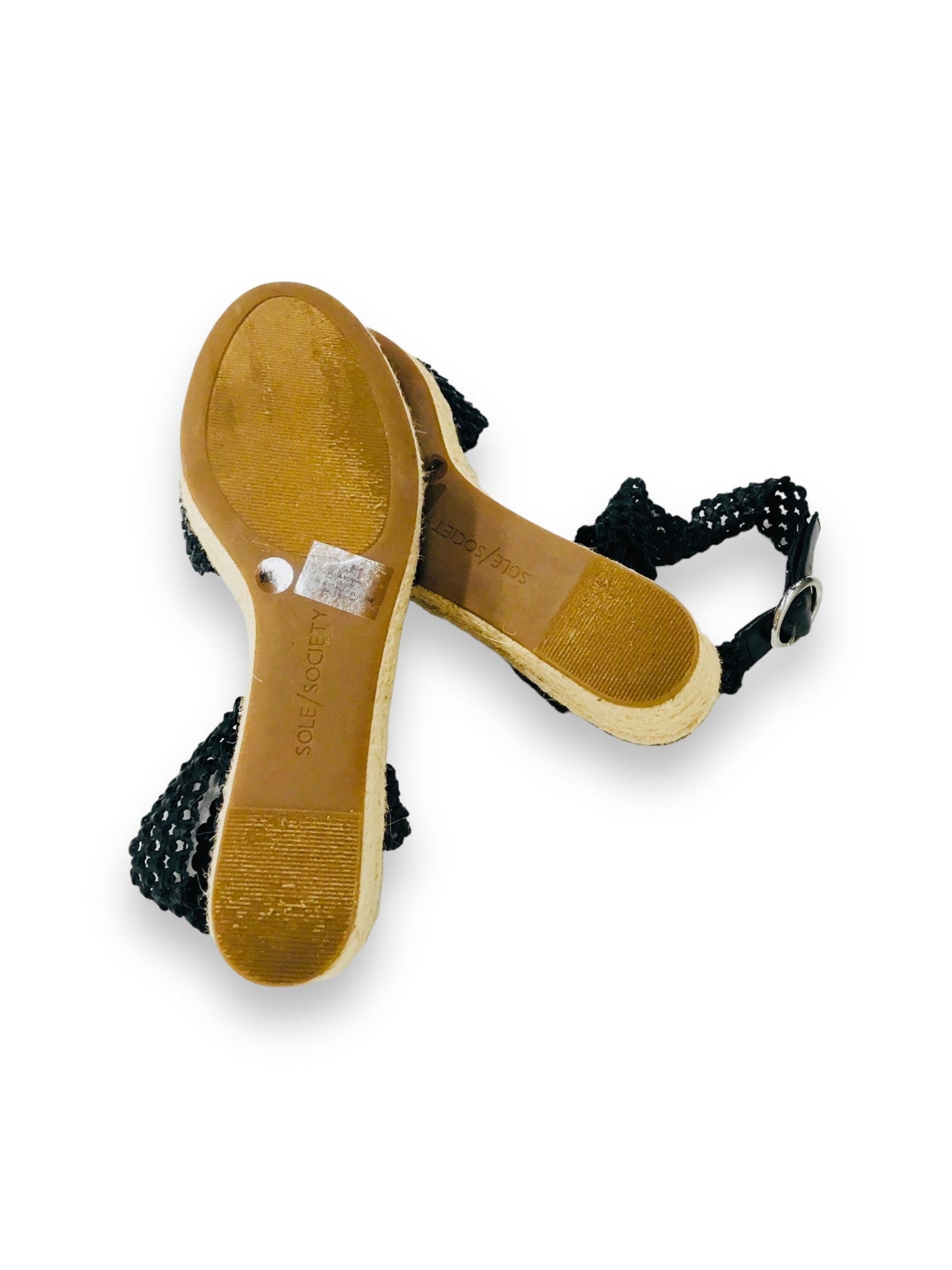 Black Sandals Heels Block Sole Society, Size 9.5