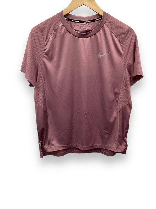 Athletic Top Short Sleeve By Nike In Pink, Size: L