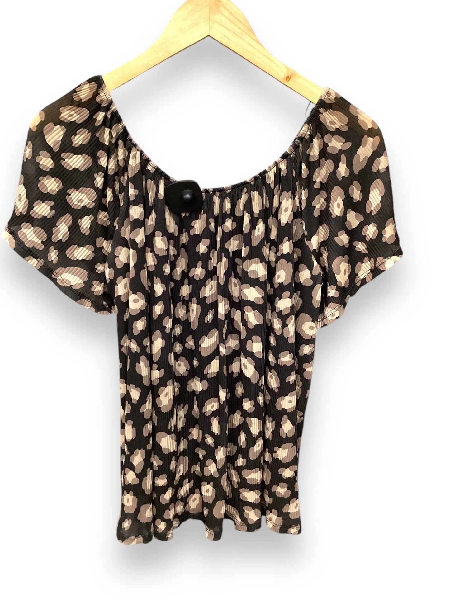 Blouse Short Sleeve By W5 In Black & Brown, Size: M