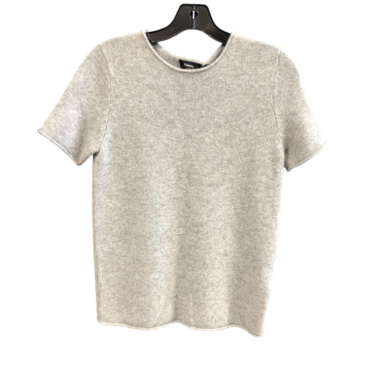 Top Short Sleeve Designer By Theory In Grey, Size: S