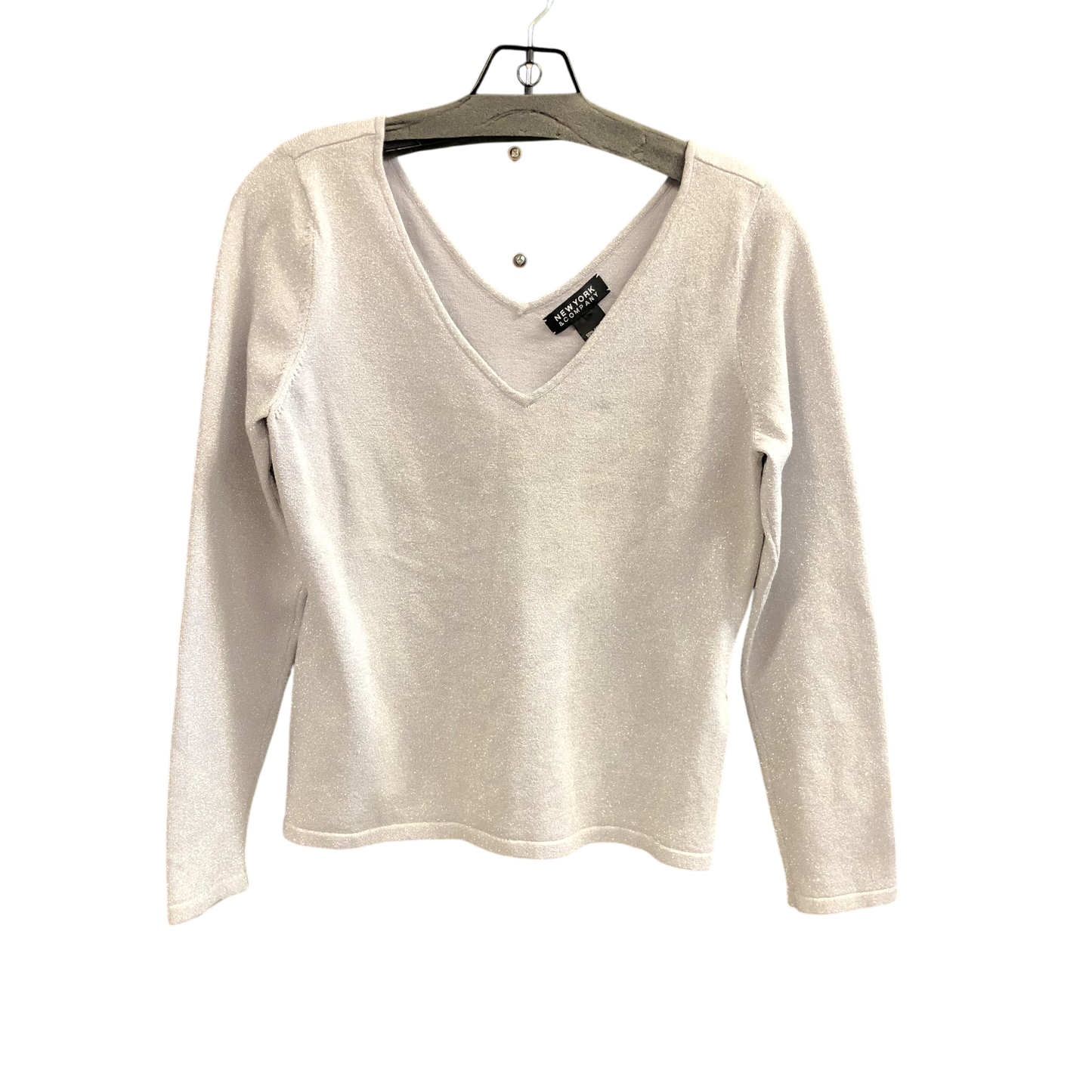 Top Long Sleeve By New York And Co In Silver, Size: S