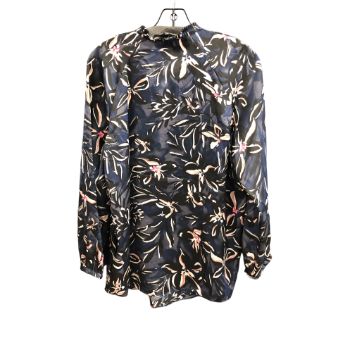 Blouse Long Sleeve By Joan Vass In Floral, Size: L