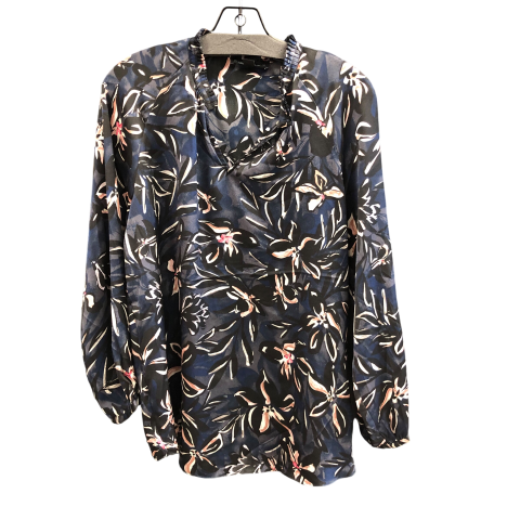 Blouse Long Sleeve By Joan Vass In Floral, Size: L