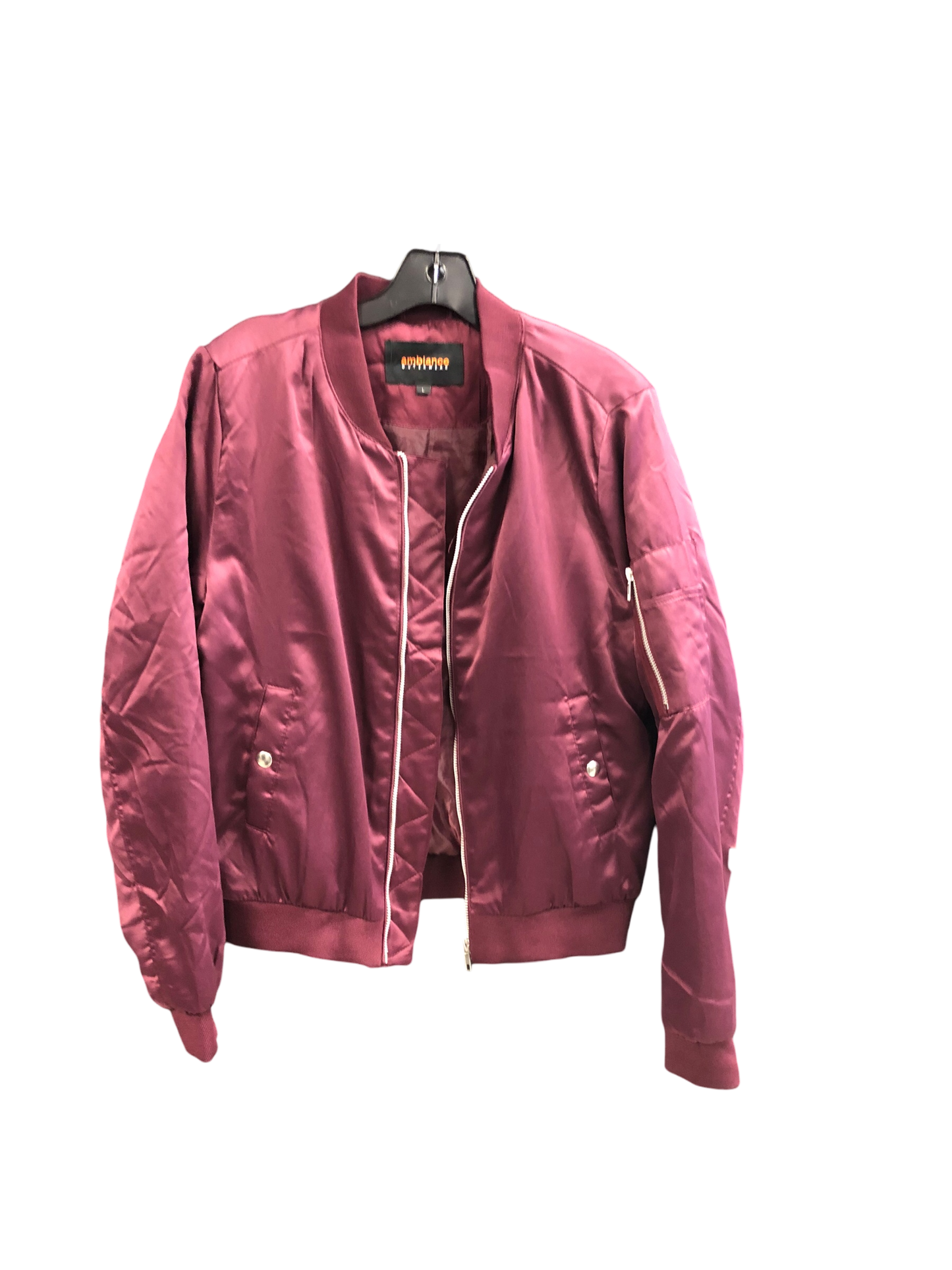 Jacket Moto By Ambiance Apparel In Maroon, Size: L